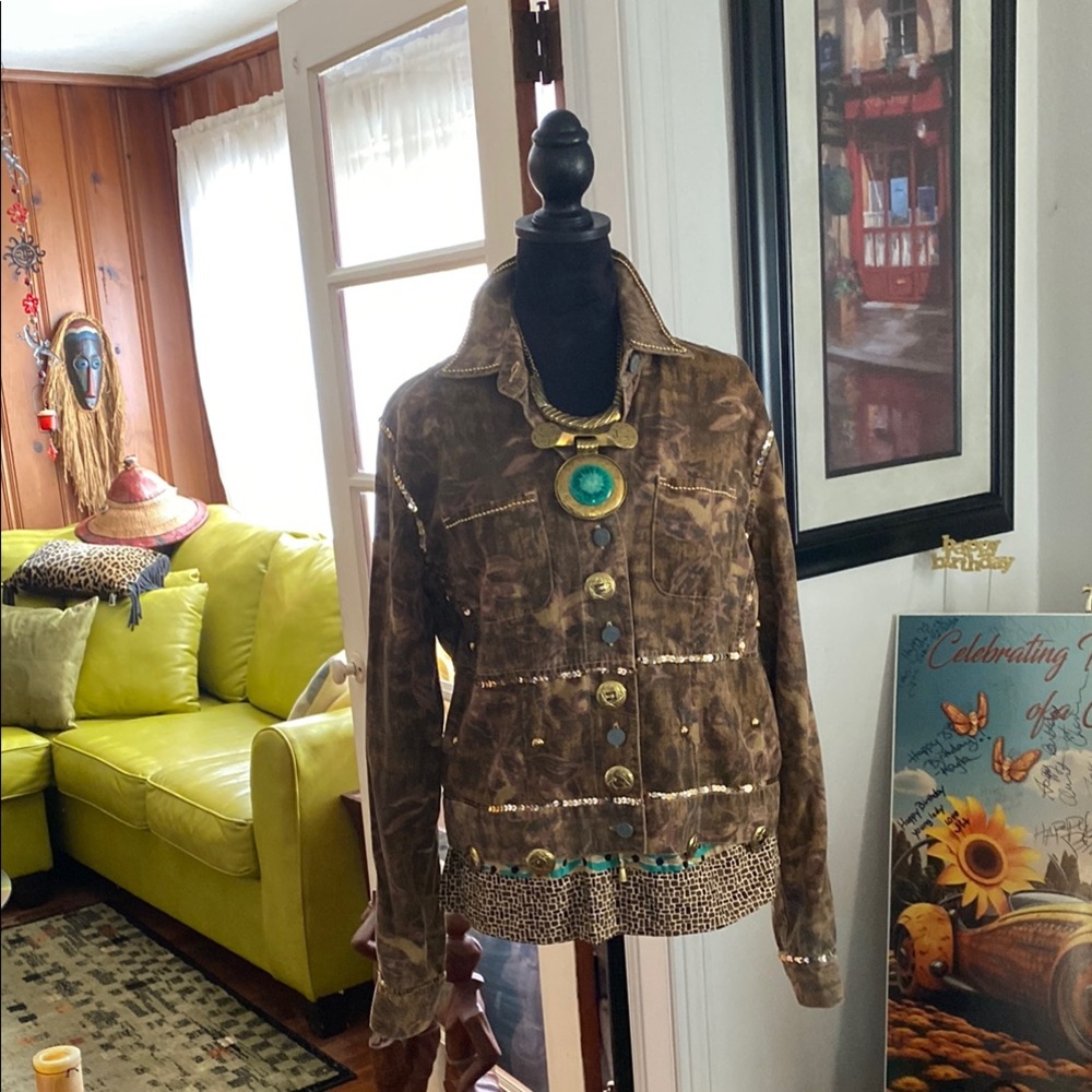Camouflage Sequin Level UP Design Jacket